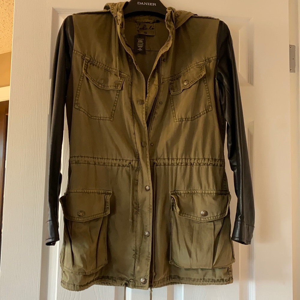 Green canvas and leather jacket